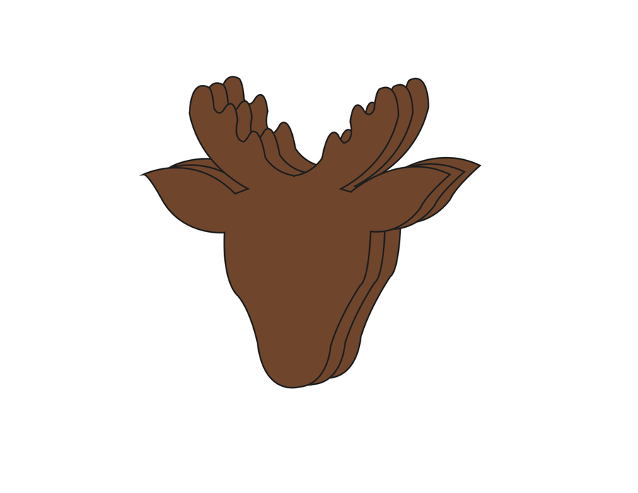 Brown foam deer head cut-out with full antlers, open mouth shape