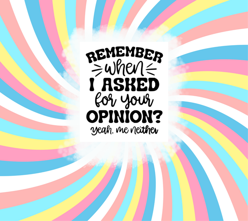 Stainless steel tumbler with rainbow swirl graphic and reminder quote text