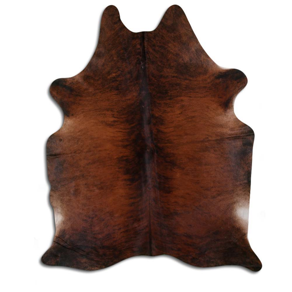 Natural hair-on cowhide rug, medium brindle brown hide with natural pattern
