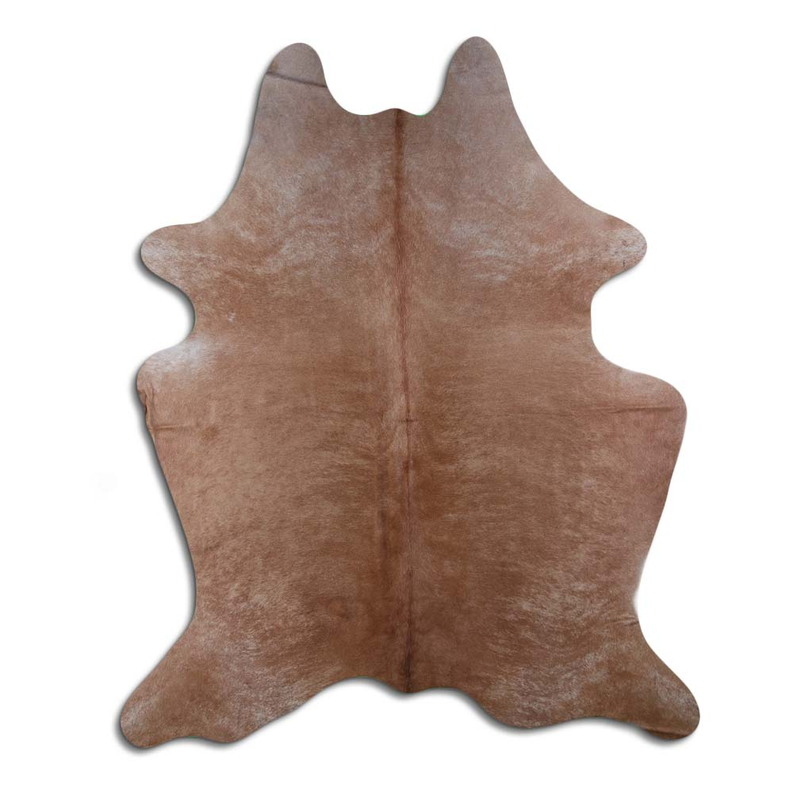 Beige brindle hair-on cowhide rug, irregular mottled hide with natural edges