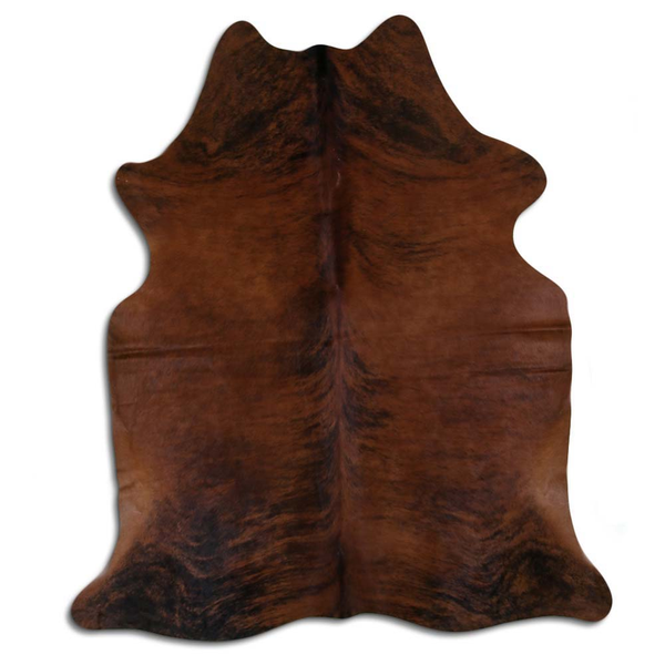 Brindle cowhide rug with natural hair, medium brown