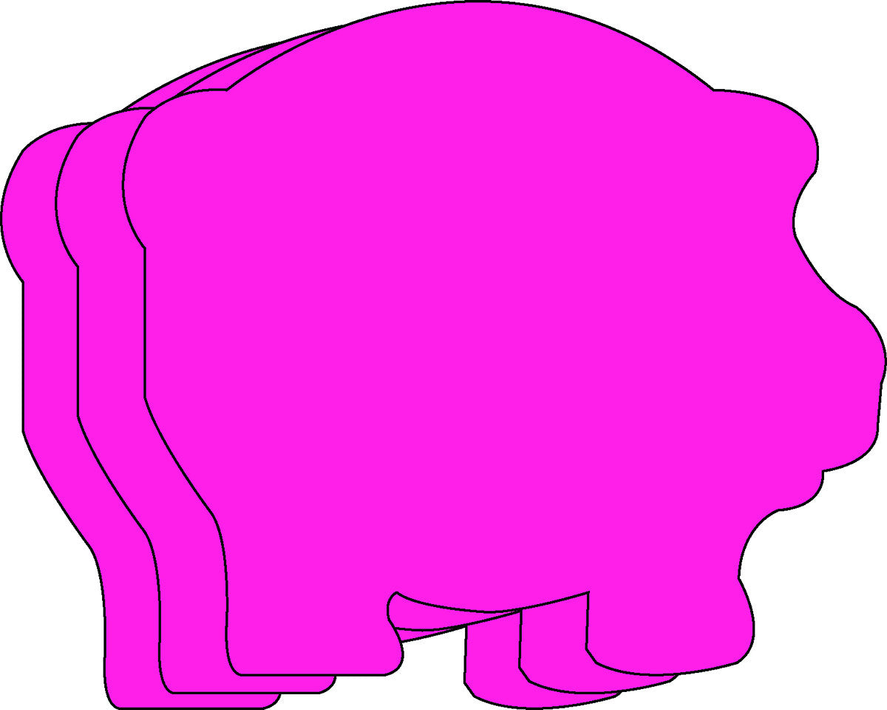 Large pink foam cut-out with layered outline, pig shape
