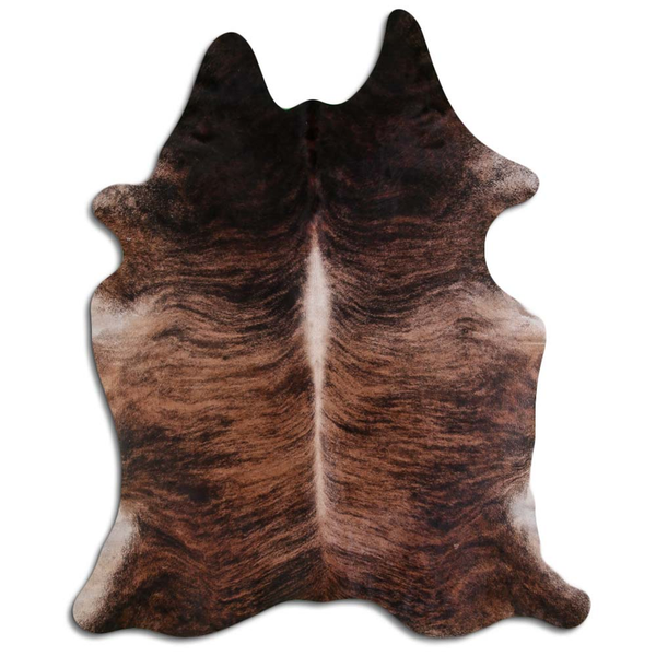 Medium brindle cowhide with natural hair, irregular shape