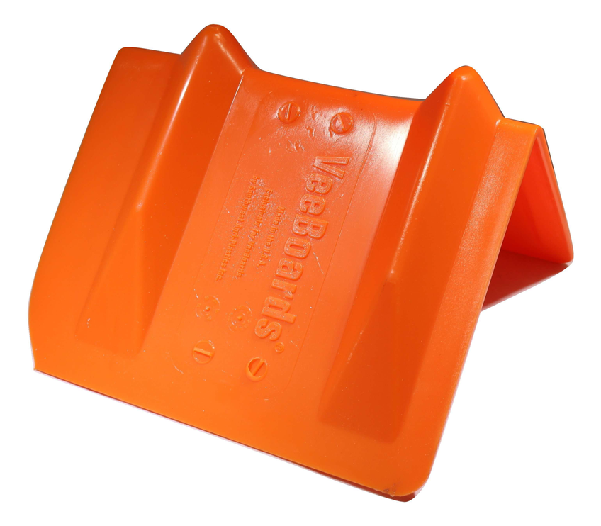 Orange plastic ratchet strap corner guard protector