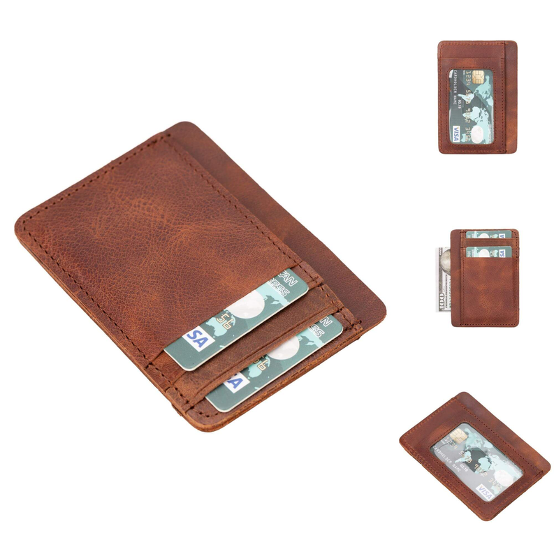 Cody Leather Card Holder and Wallet for Unisex - Walnut / 1 - Device Accessories