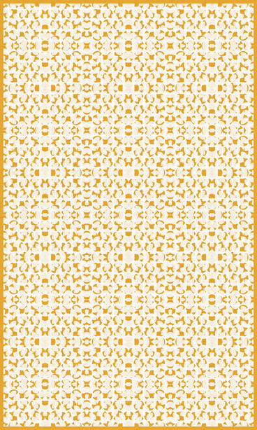 Indoor/outdoor vinyl floor covering with warm yellow and white repeating abstract geometric pattern