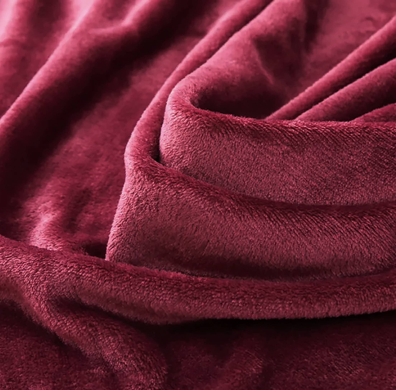 Burgundy Red Soft Plush Warm Cozy Bed Throw Flannel Blanket - Home Decor