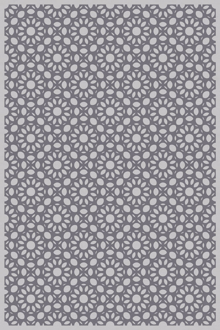 Dahlia Gray geometric vinyl floor covering with repeating circular flower pattern