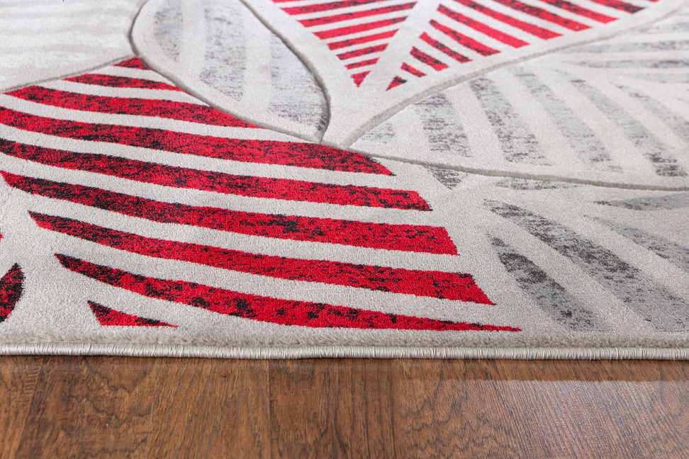 3'8" x 5'6" Red Leaf Hand-Carved Soft Rug - Home Decor | Home & Garden, Home Decor