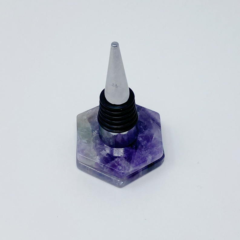 Another Class Hexagon Stone Wine Stopper By Young - Amethyst / 1 - Home Decor