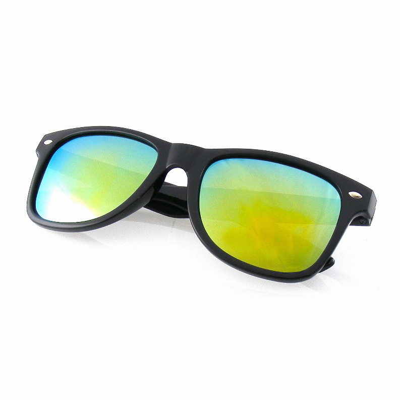 Emblem Eyewear - Black Flash Reflective Polarized Horned Rim Sunglasses - Eyewear