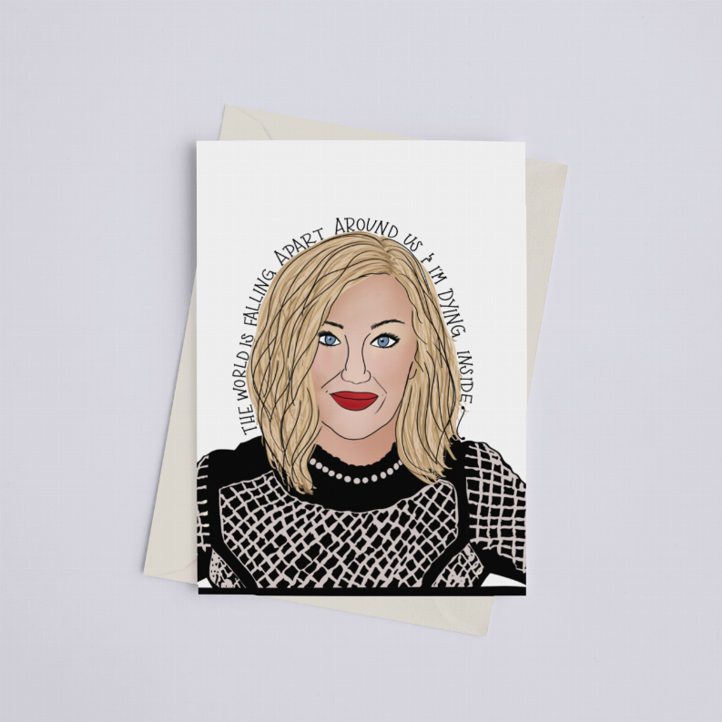 "The world is falling apart around us and I'm dying inside" Moira Rose Schitt's Creek - Greeting Card - Pack of 3 - Apparel…