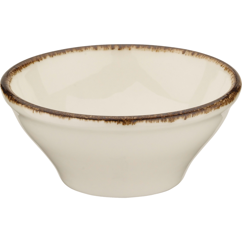 Akoya cream stoneware bowl with dark speckled rim