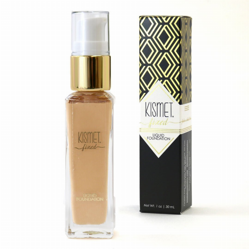 Kismet fixed liquid foundation bottle and retail box