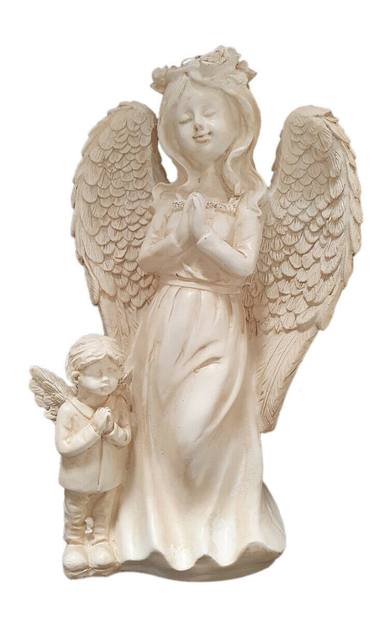 Praying angel figurine with boy, solar light