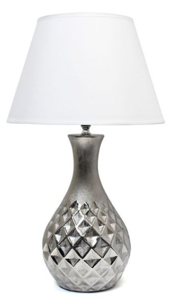Elegant Designs Juliet Ceramic Table Lamp with Metallic Silver Base and White Fabric Shade - Metallic Silver/White / 1 -…