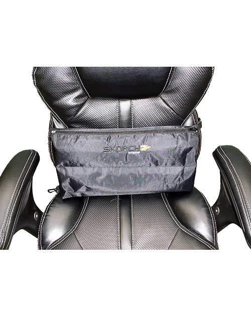 Travel pillow with attached blanket open, showing contoured neck support