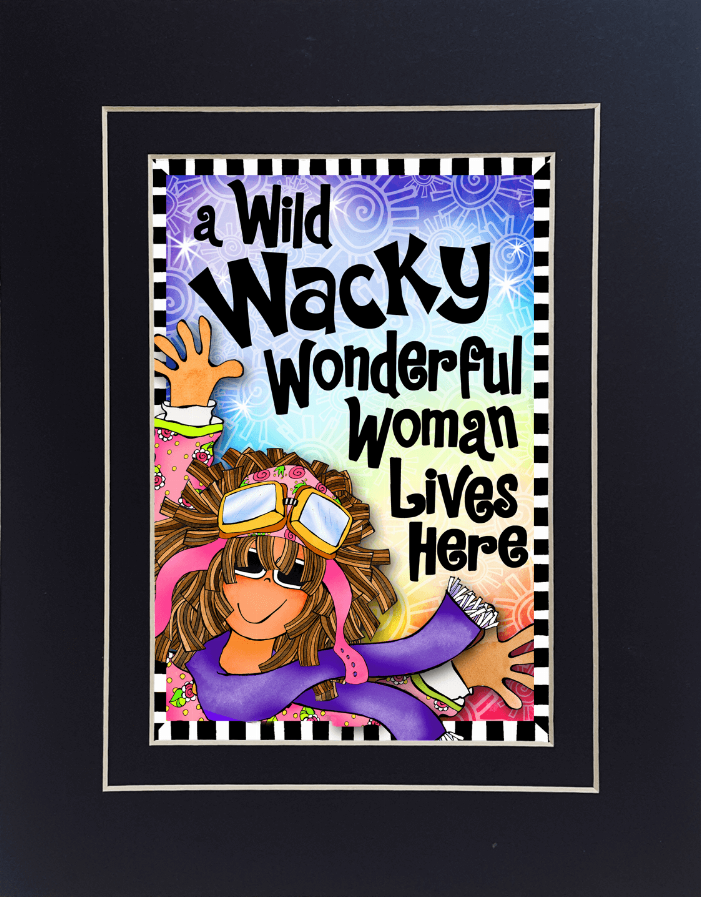 Black framed comic print with superhero woman and 'Lives Here' text