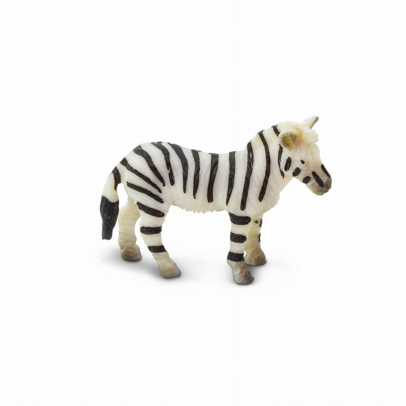 Standing plush zebra toy with black-and-white stripes