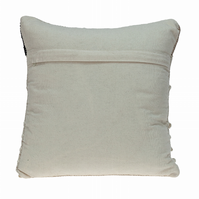 Beige solid-back throw pillow with small tie accents at corners