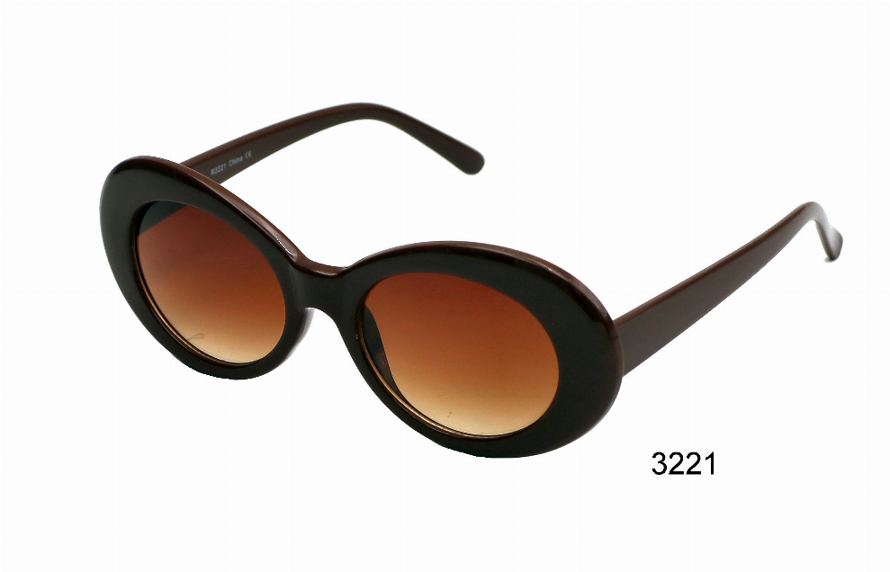 Dark brown round sunglasses with amber gradient lenses and glossy frames