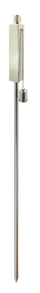 Tall polished stainless rectangular torch with long stake and hanging chain