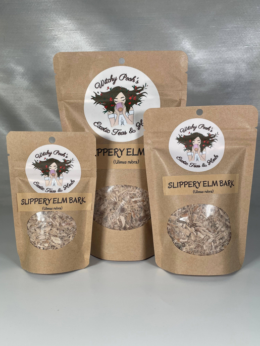 Slippery elm bark herbal pouch set, kraft paper bags with circular view window
