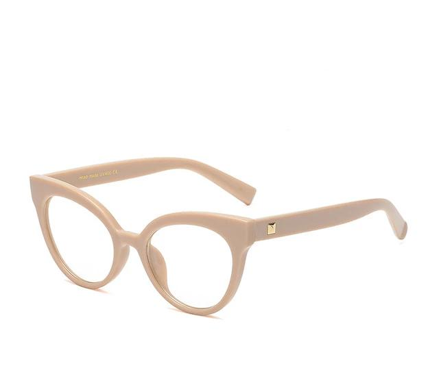 Light peach oval optical glasses, side temple with small logo