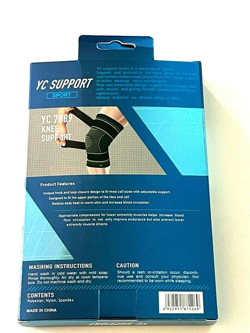 Adjustable dark green knee support brace with compression sleeve and side straps
