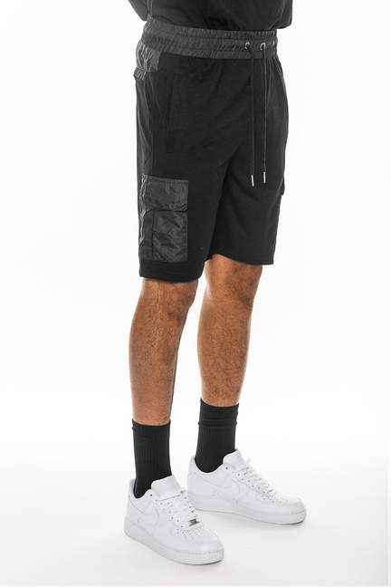 Lightweight slub shorts in dark with elastic waistband, drawstring, side pockets