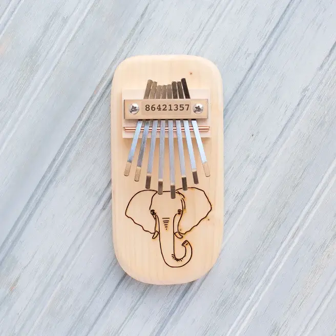Elephant Engraved Thumb Piano - High Diatonic (Standard) / 1 / Pine - Apparel and Accessories