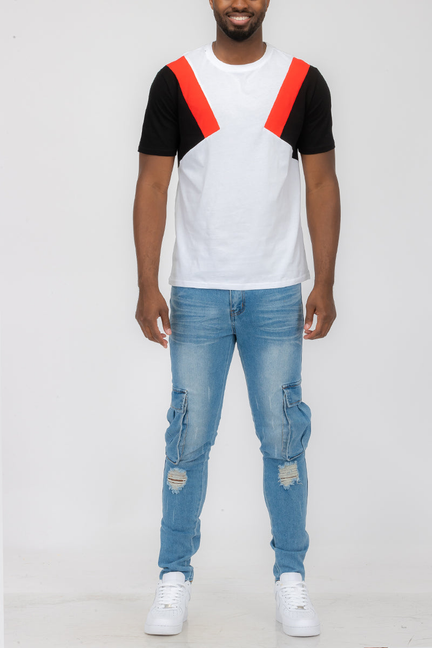 Chevy Color Block Tee - WHITE RED BLACK / 1 / S - Unisex Fashion