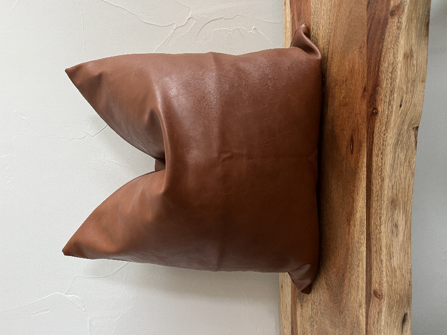 Faux Leather Throw Pillow Cover - Home Decor