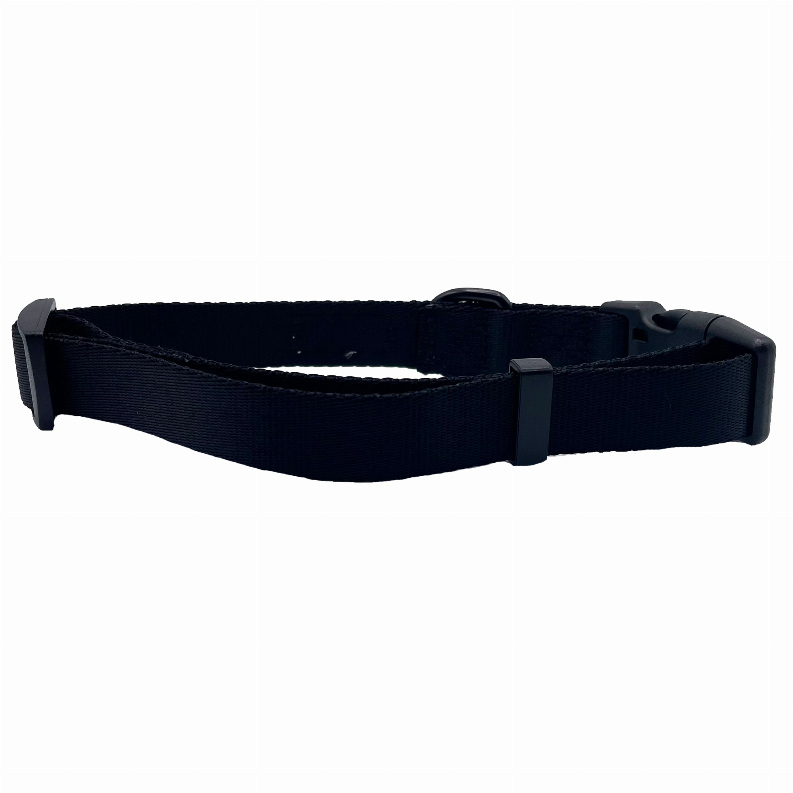 Navy dog collar with adjustable strap and metal D-ring buckle