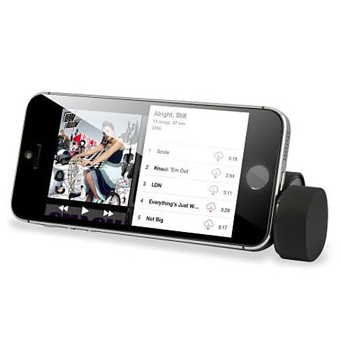 Black phone speaker power extender dock with side speaker for smartphones
