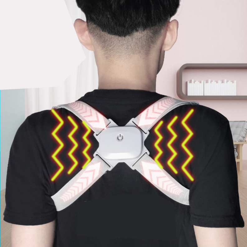 Black back support belt with gray cross straps and bright neon zigzag pattern on back