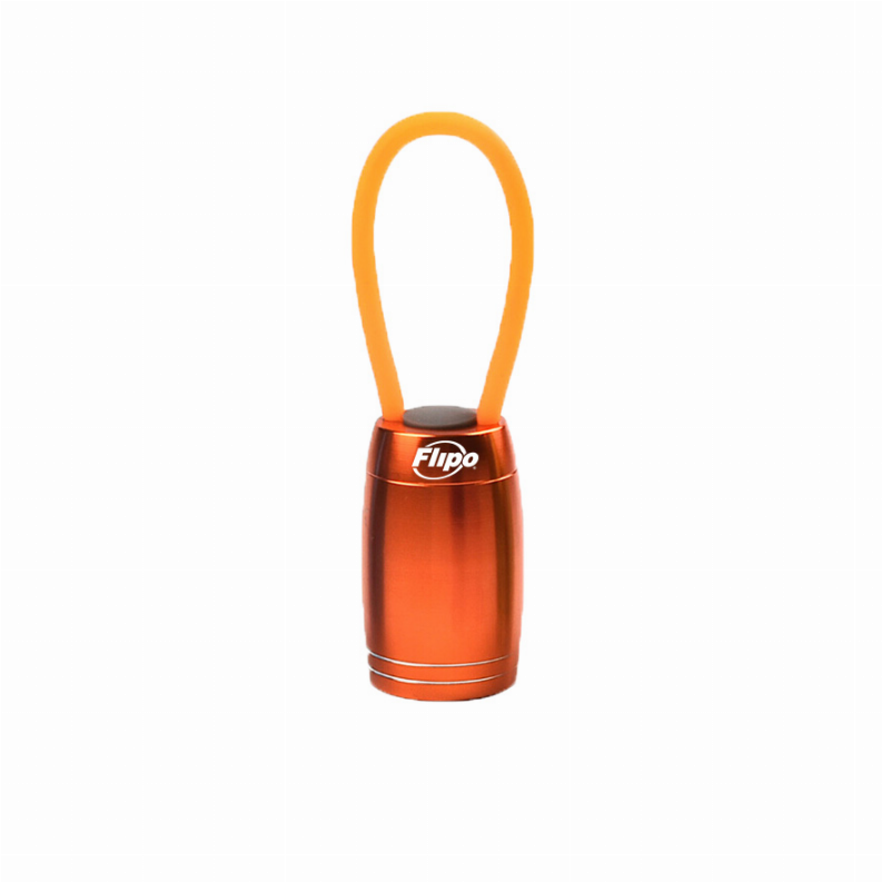 Orange COB LED loop light with carrying handle and rounded metal body