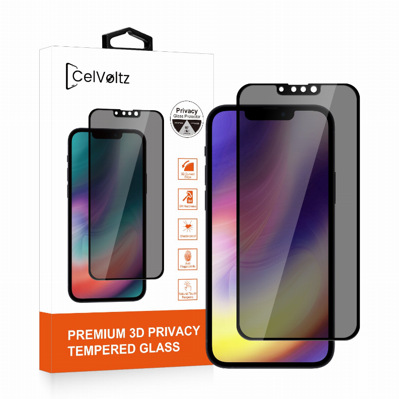Tempered glass privacy screen protector for iPhone, full-screen 3D curved fit