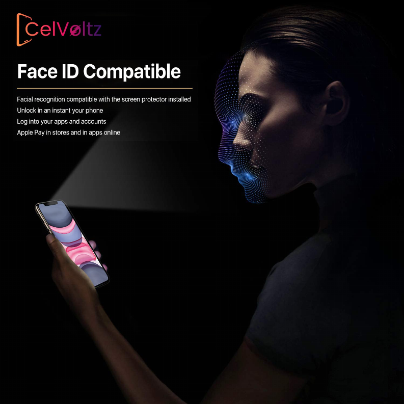Face ID compatible privacy tempered glass screen protector for iPhone, full-screen