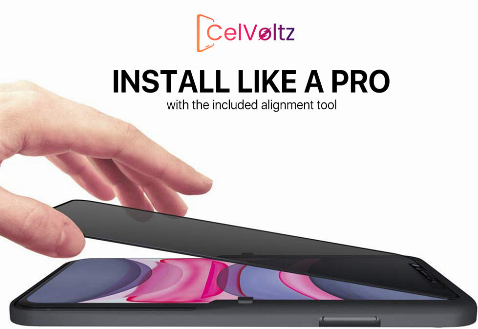 Tempered privacy glass screen protector for iPhone with included alignment tool