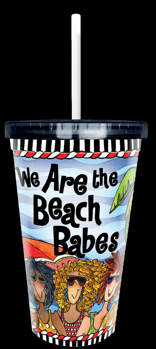 Wacky COOL cup close-up with bold “We Are the Beach Babes” title and characters