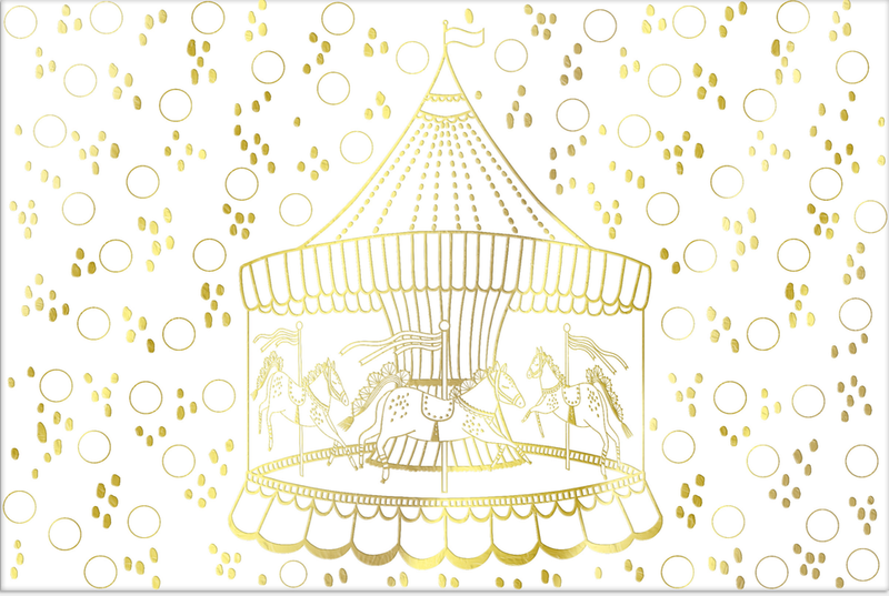 Coloring sheet with a circus carousel tent illustration and starry dots