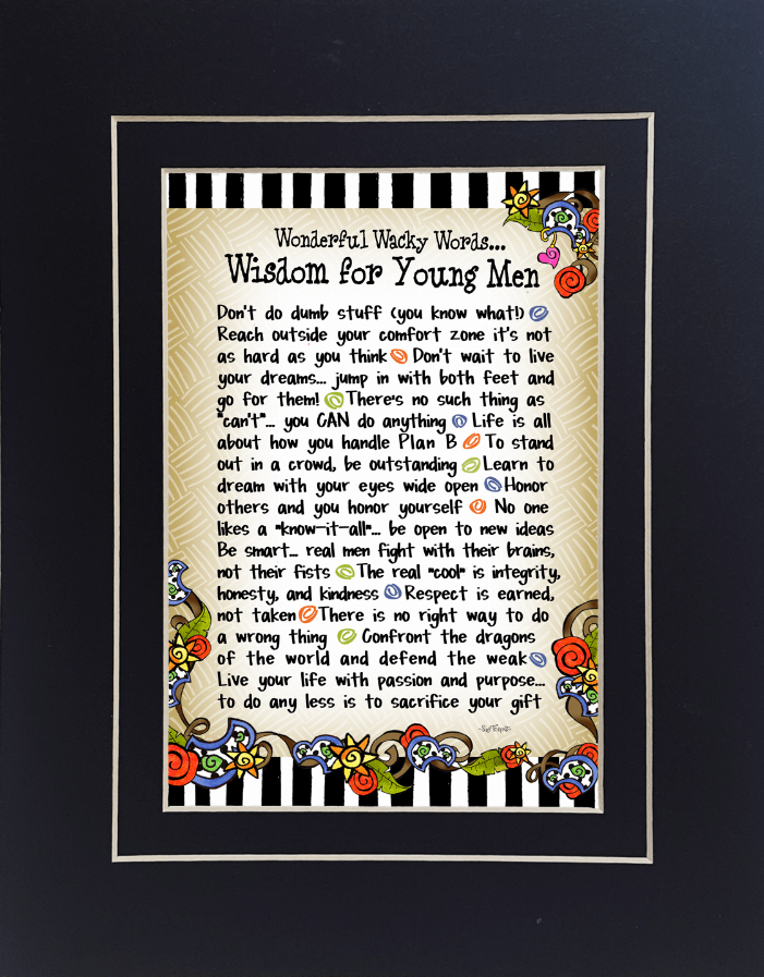 Framed wisdom-themed quote art print with ornate border and colorful accents