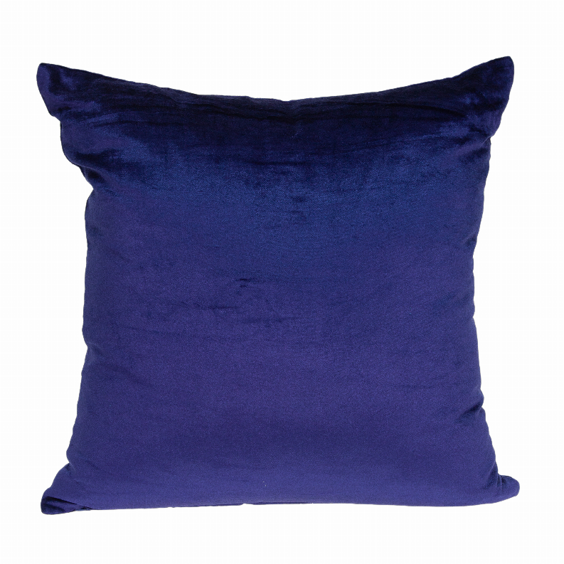 Royal blue solid throw pillow front view with smooth velvet texture.