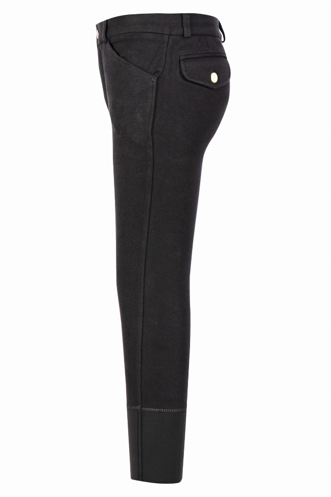 Boys' dark knee-patch breeches with side pocket and light brown knee panel