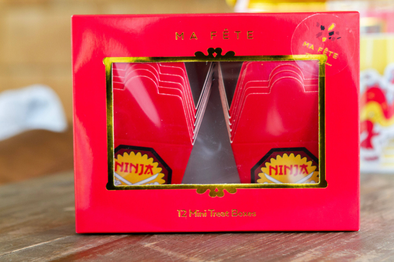 Red Ninja mini treat box set with window front and Ninja side emblems