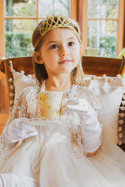 Tea party cups and saucers set with floral butterfly and bee design