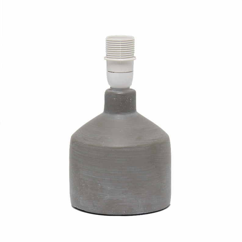 Ceramic table lamp base with white bulb socket and gray finish