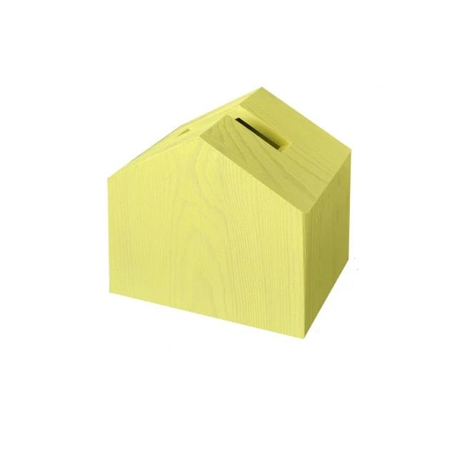 Yellow tissue box cover with top slot, clean geometric box shape