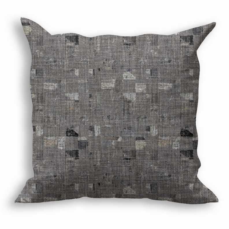 Dark gray throw pillow with small square-and-check textured pattern
